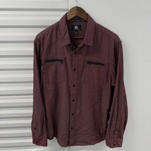 Rock & Republic Shirt Mens Large Red Textured Button Up NWT Casual